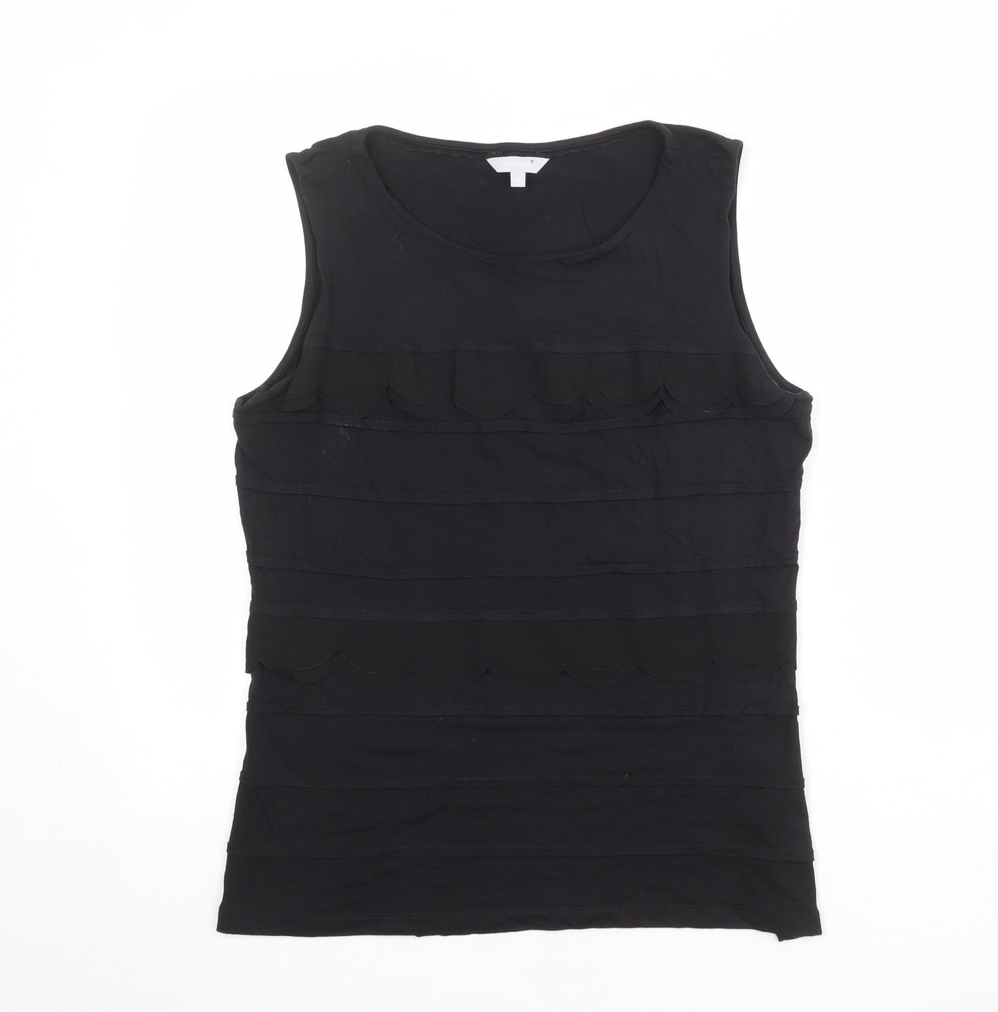 Per Una Womens Black Viscose Basic Tank Size 14 Boat Neck