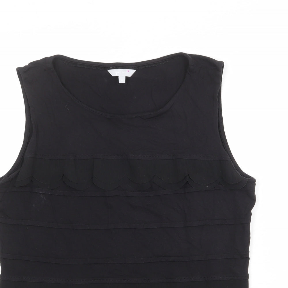 Per Una Womens Black Viscose Basic Tank Size 14 Boat Neck