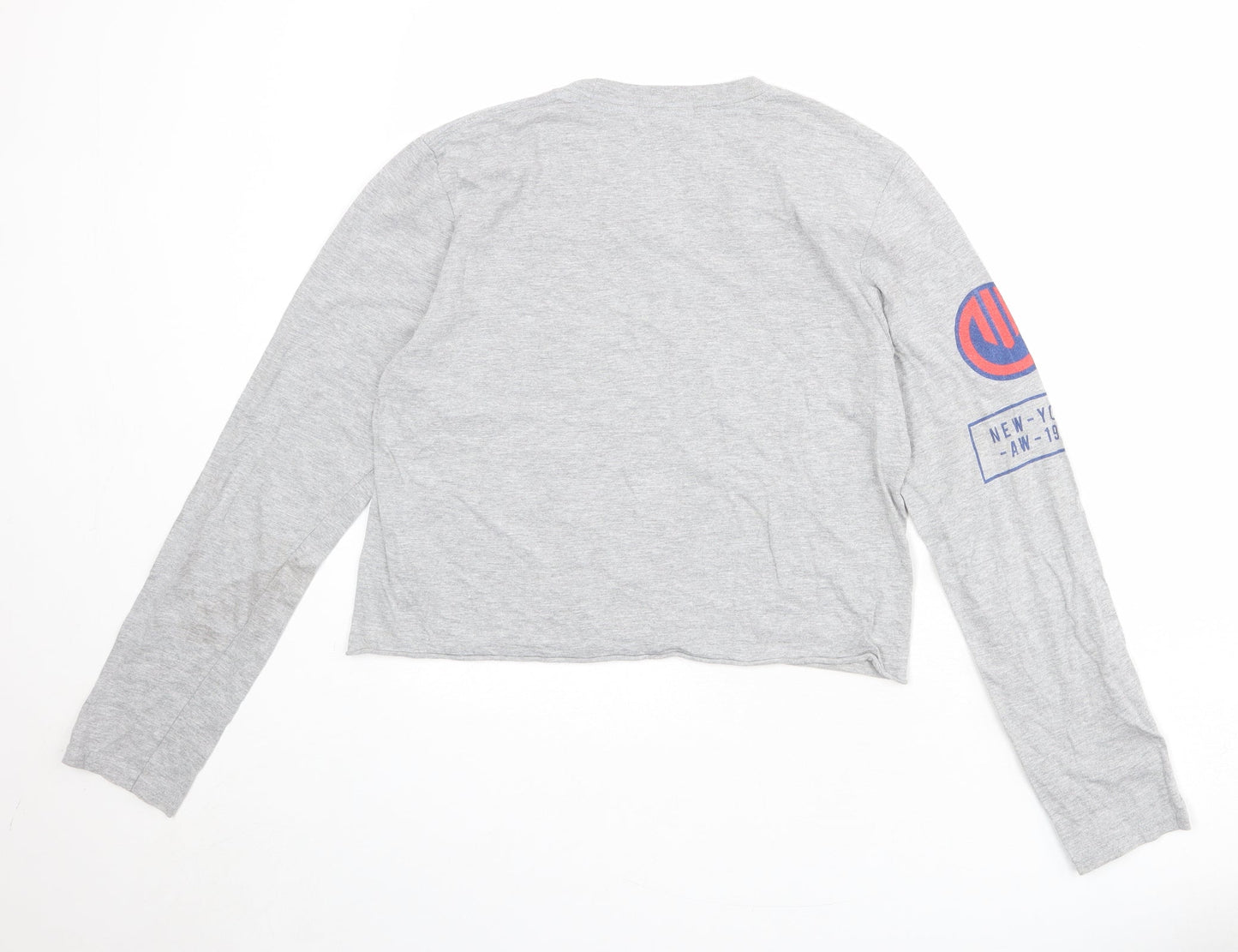 Cooperative Womens Grey Polyester Basic T-Shirt Size M Crew Neck - New York Size M-L