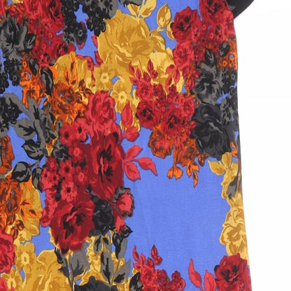 Next Womens Multicoloured Floral Polyester Shift Size 10 Round Neck Button