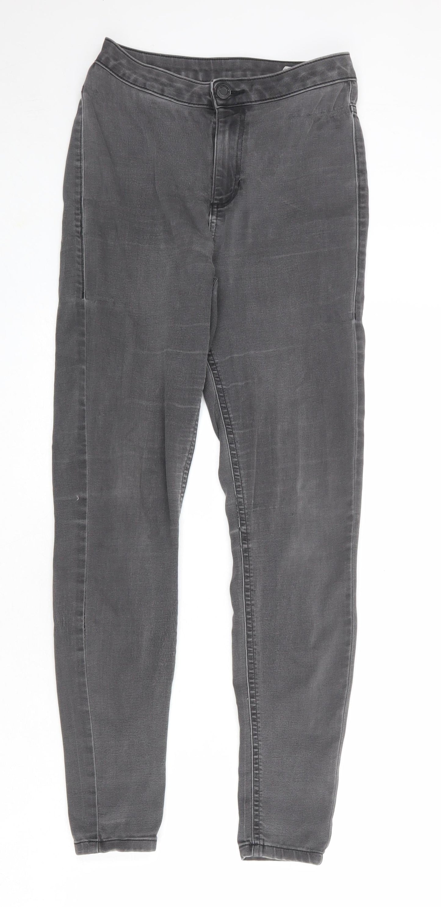 Marks and Spencer Womens Grey Cotton Skinny Jeans Size 8 Regular Zip