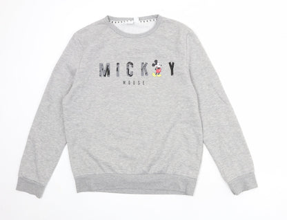 Preloved Disney Womens Grey Polyester Pullover Sweatshirt Size 10 Pullover - Mickey Mouse Size 10-12 - Front