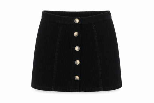 Denim & Co. Womens Black Cotton A-Line Skirt Size 8 Button