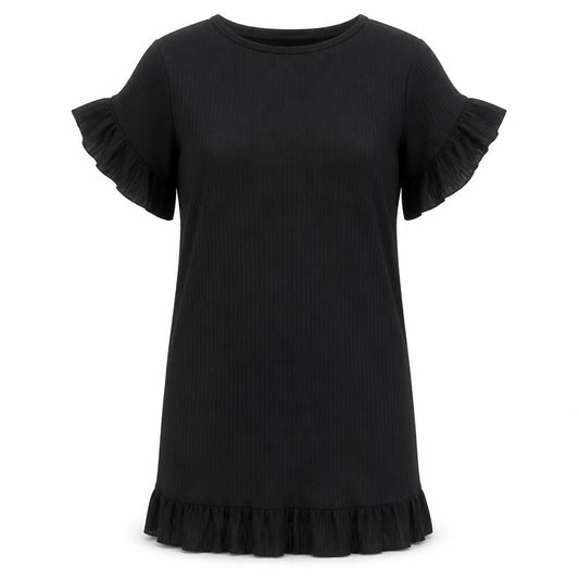 I SAW IT FIRST Womens Black Polyester T-Shirt Dress Size 10 Round Neck Pullover