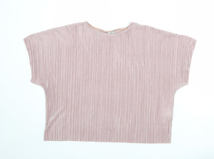 Additional front view of ASOS women’s pink geometric polyester basic blouse, size UK 8, round neck