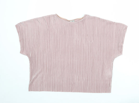 ASOS Womens Pink Geometric Polyester Basic Blouse Size 8 Round Neck