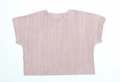 Back view of ASOS women’s pink geometric polyester basic blouse, size UK 8, round neck