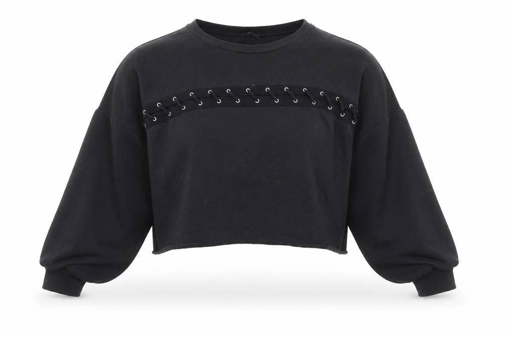 Zara Womens Black Cotton Pullover Sweatshirt Size S Pullover