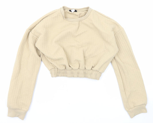 Topshop Womens Beige Polyester Pullover Sweatshirt Size 6 Pullover