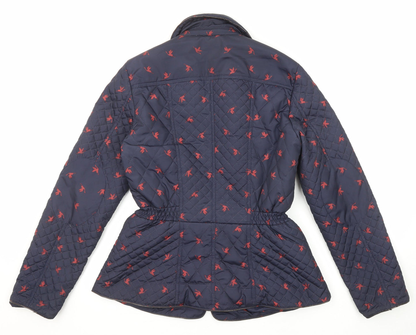 Monsoon Womens Blue Geometric Quilted Jacket Size 12 Snap