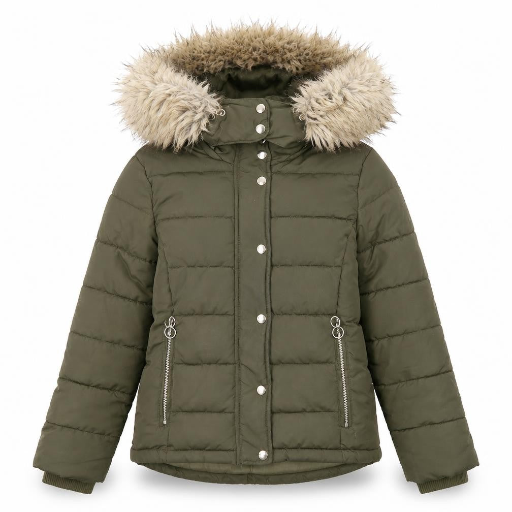 Topshop Womens Green Puffer Jacket Jacket Size 6 Zip