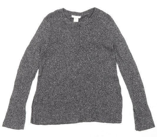 H&M Womens Black Round Neck Cotton Pullover Jumper Size 14