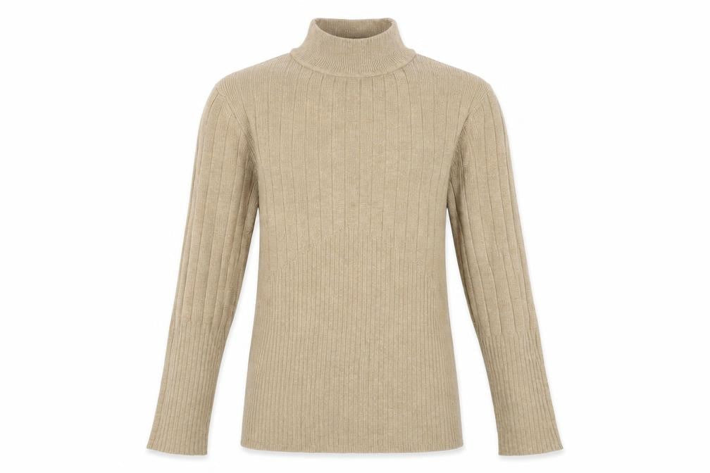 Marks & Spencer Womens Beige High Neck Viscose Pullover Jumper Size 8