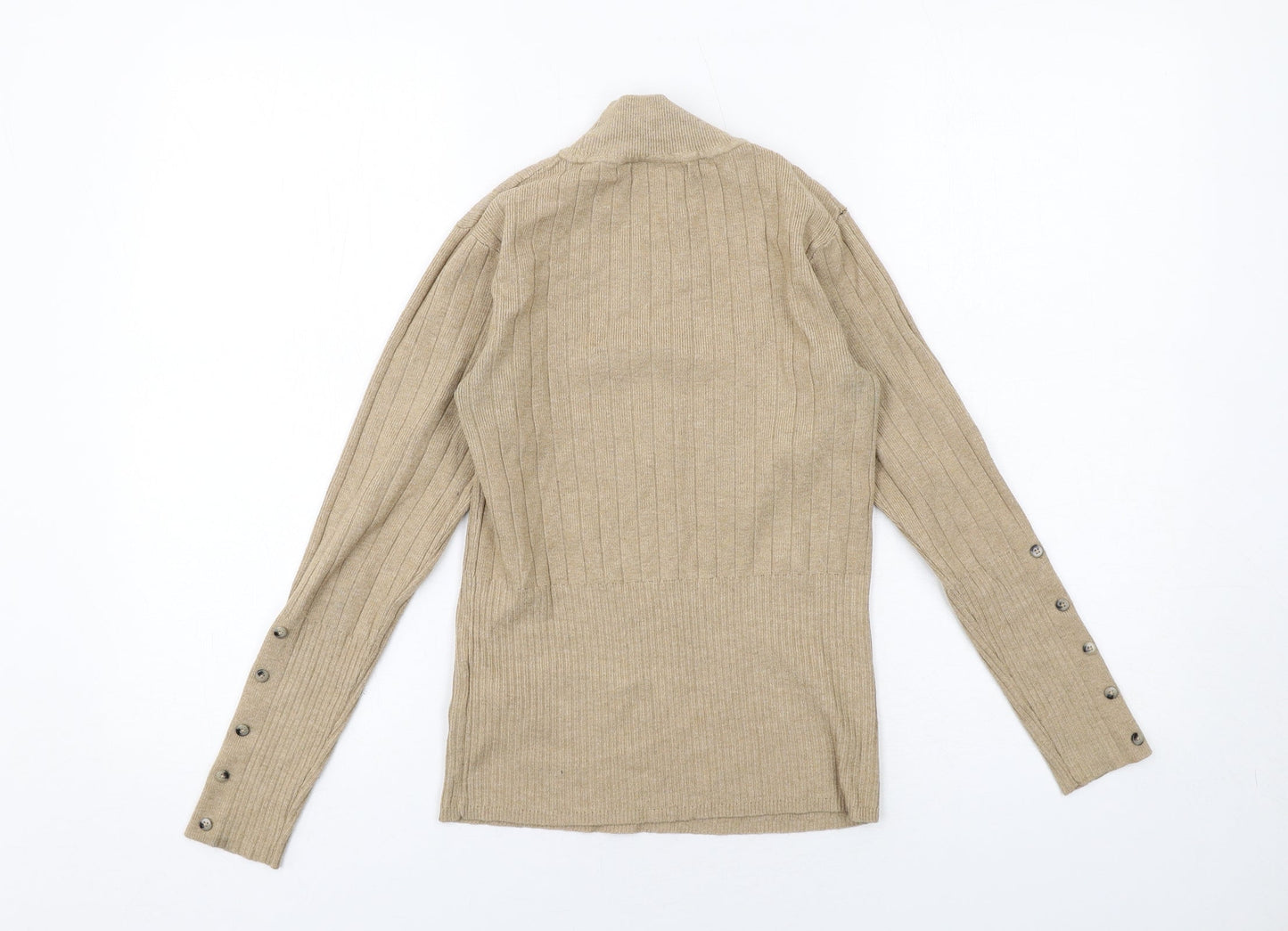 Marks and Spencer Womens Beige High Neck Viscose Pullover Jumper Size 8
