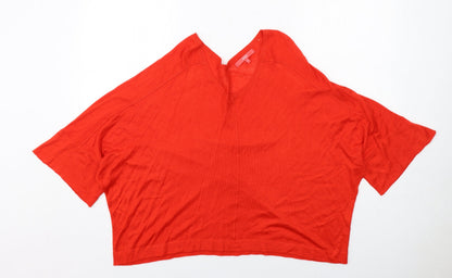 Next Womens Orange V-Neck Acrylic Pullover Jumper Size M