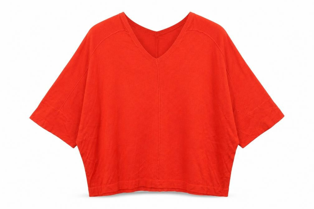 NEXT Womens Orange V-Neck Acrylic Pullover Jumper Size M