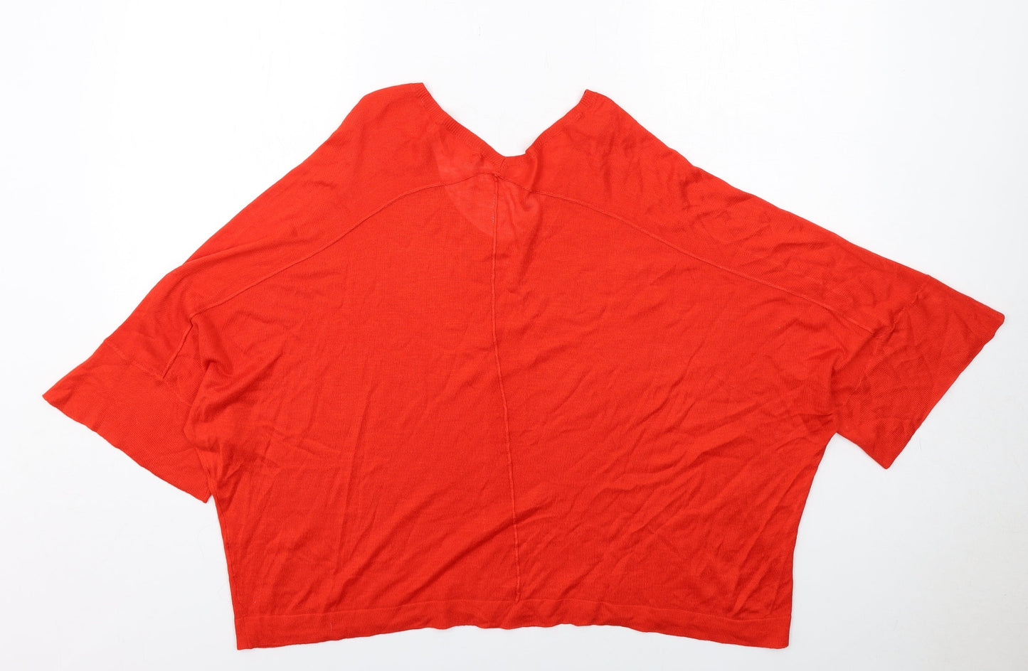 NEXT Womens Orange V-Neck Acrylic Pullover Jumper Size M