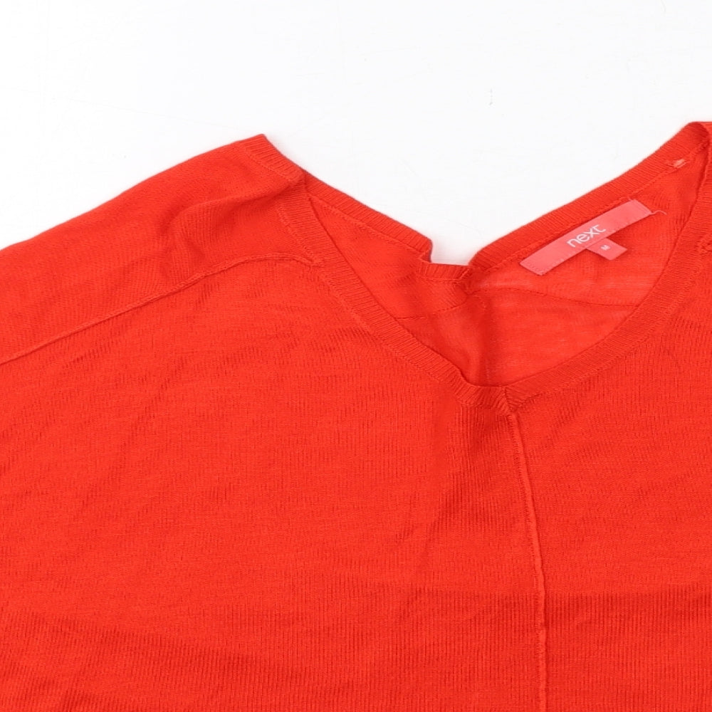 NEXT Womens Orange V-Neck Acrylic Pullover Jumper Size M
