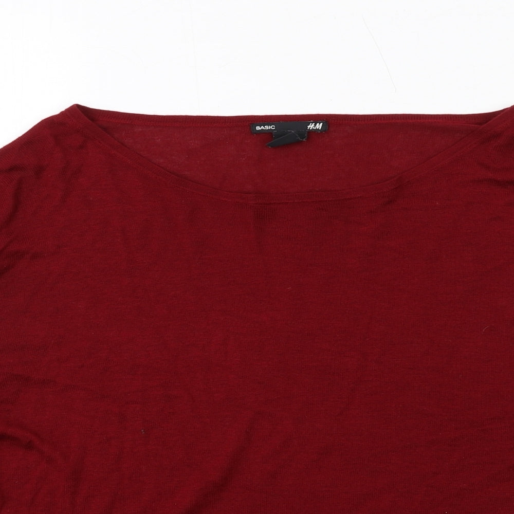 H&M Womens Red Round Neck Acrylic Pullover Jumper Size S
