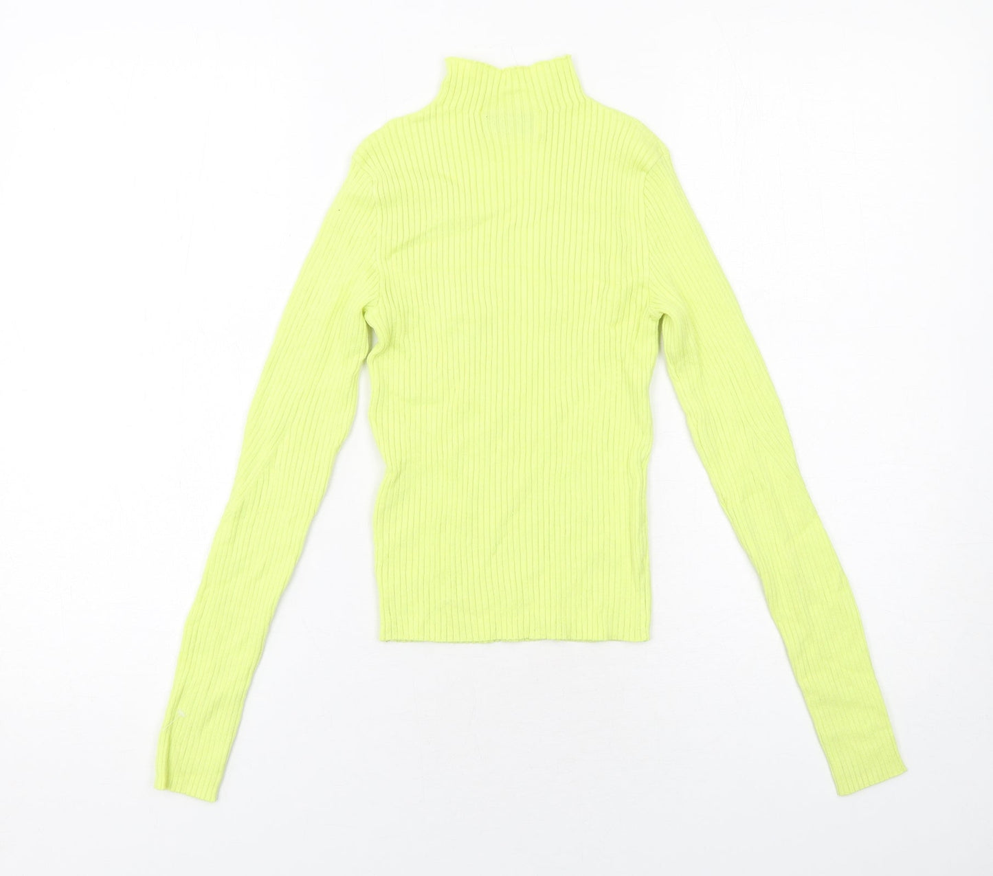 Bershka Womens Yellow Mock Neck Viscose Pullover Jumper Size S