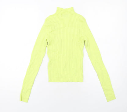 Bershka Womens Yellow Mock Neck Viscose Pullover Jumper Size S