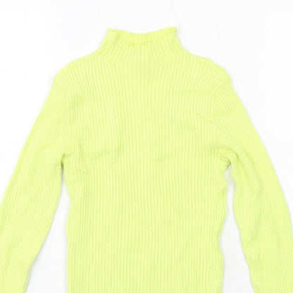 Bershka Womens Yellow Mock Neck Viscose Pullover Jumper Size S