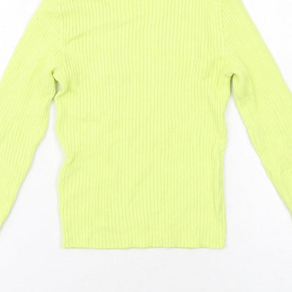 Bershka Womens Yellow Mock Neck Viscose Pullover Jumper Size S