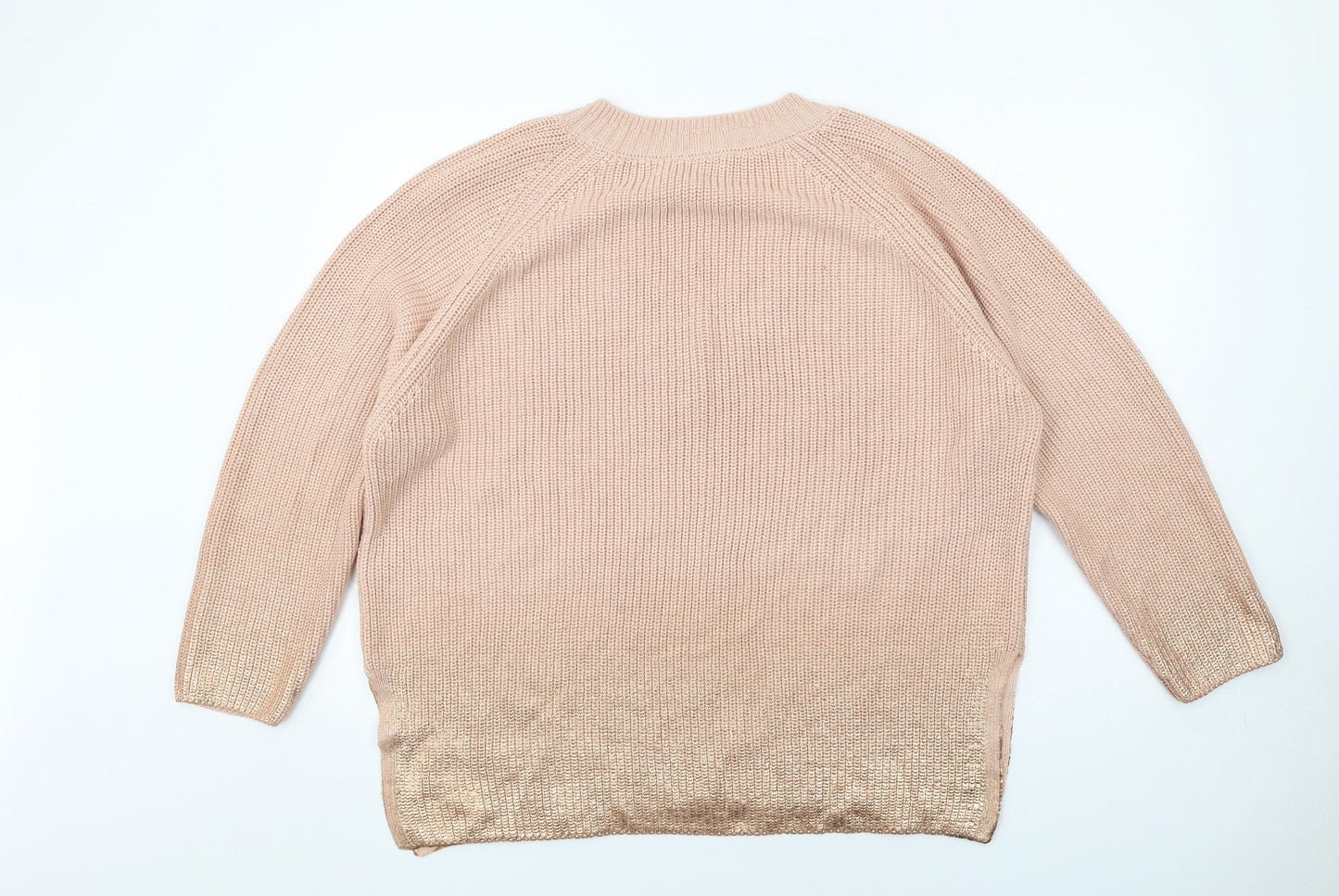 Marks and Spencer Womens Orange V-Neck Acrylic Pullover Jumper Size 20
