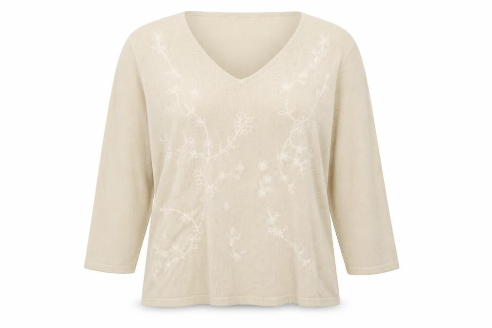 BHS Womens Beige V-Neck Acrylic Pullover Jumper Size 16