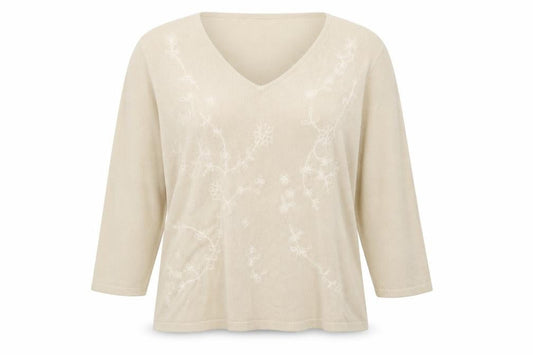 BHS Womens Beige V-Neck Acrylic Pullover Jumper Size 16