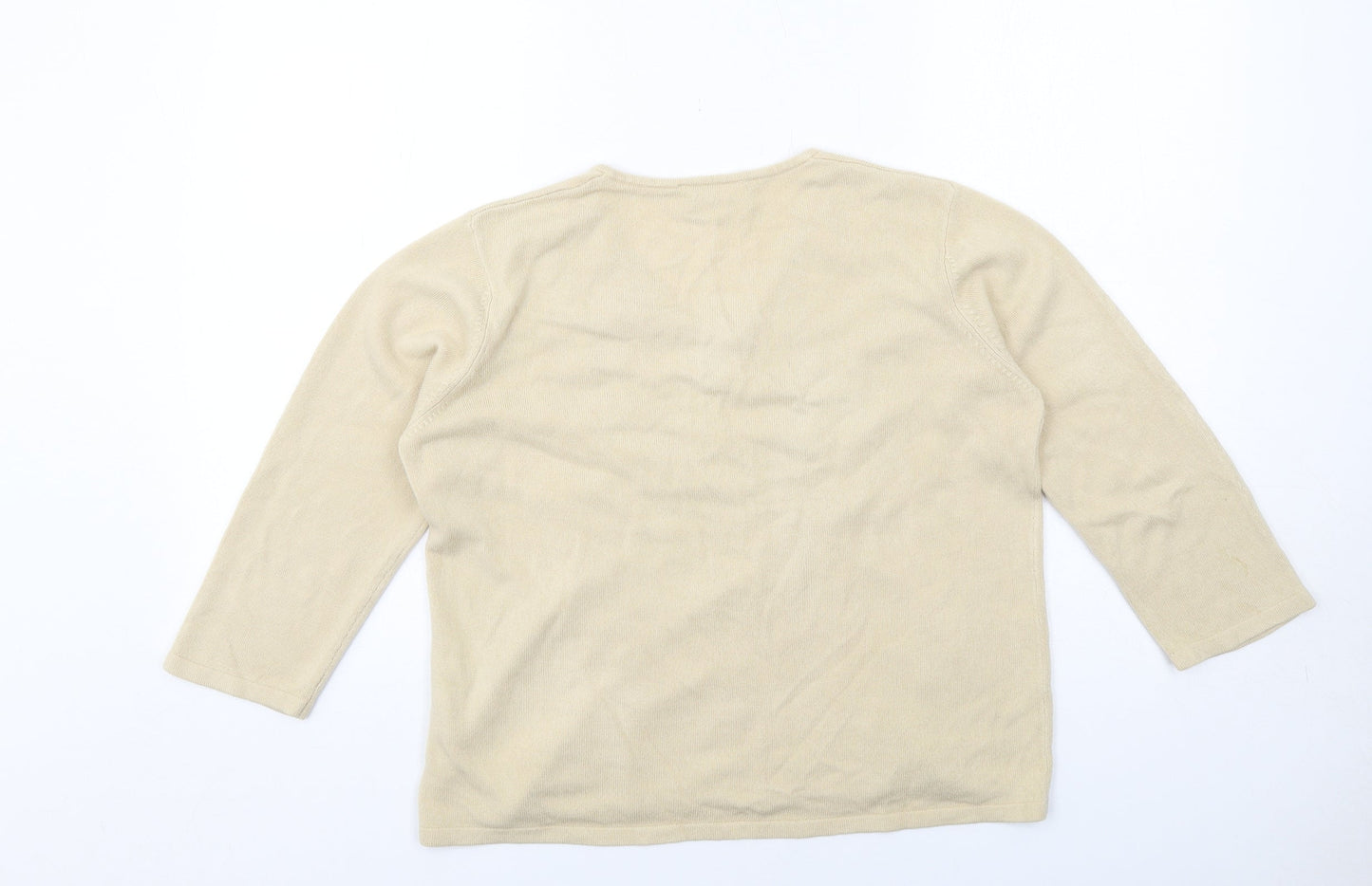 BHS Womens Beige V-Neck Acrylic Pullover Jumper Size 16