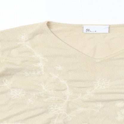 BHS Womens Beige V-Neck Acrylic Pullover Jumper Size 16