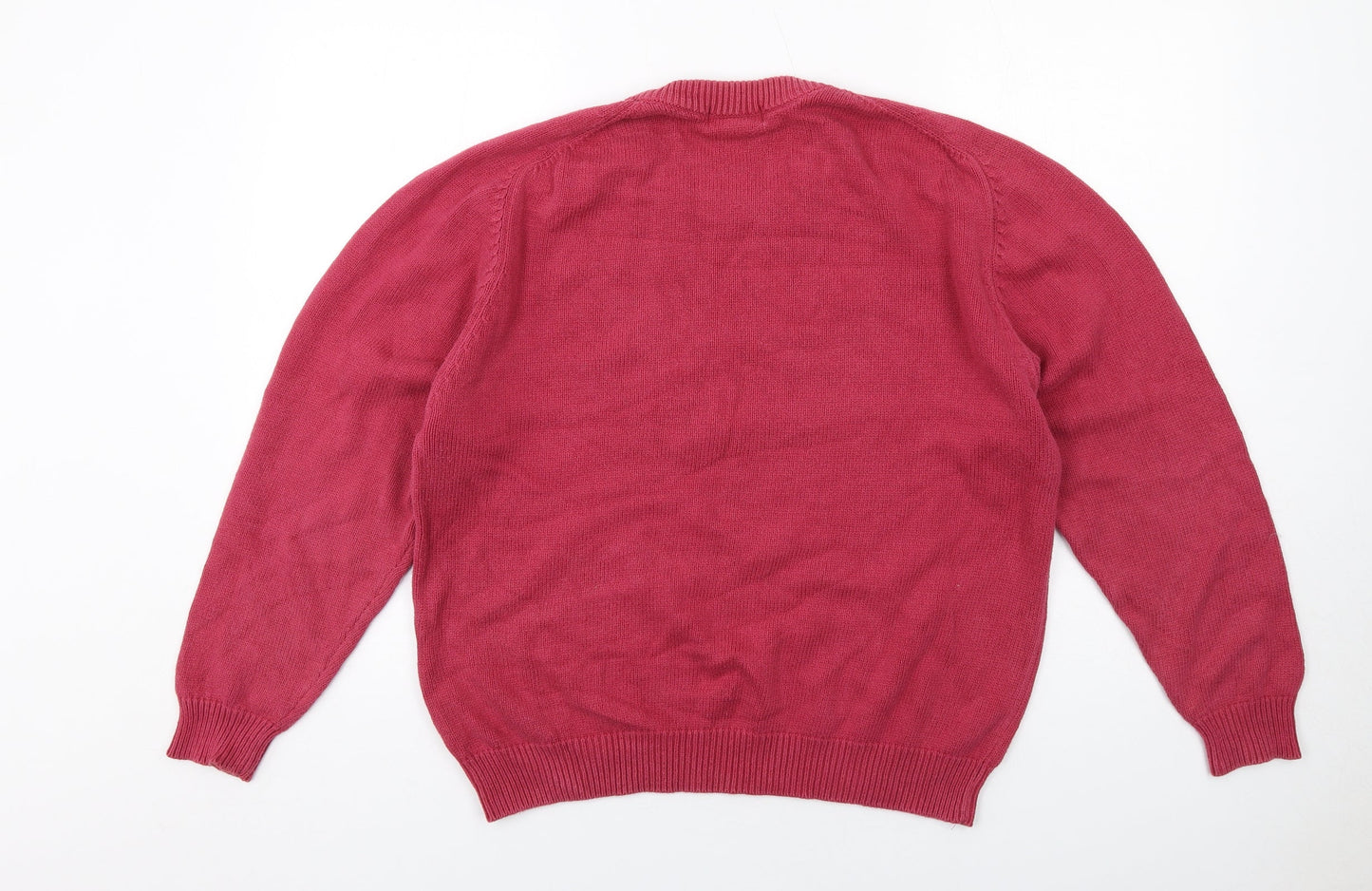 Cotton Womens Pink Round Neck Cotton Pullover Jumper Size L