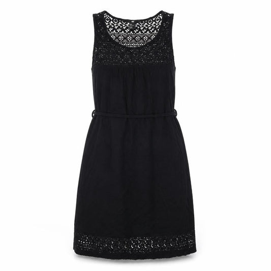 H&M Womens Black Cotton Tank Dress Size M Round Neck Pullover - Lace Details