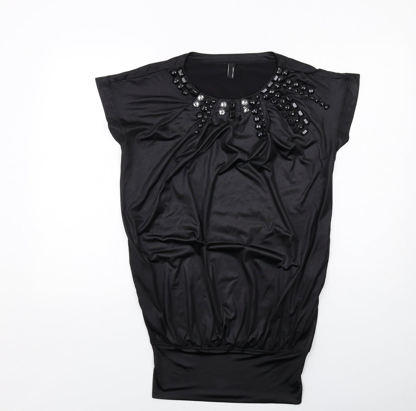 VERO MODA Womens Black Polyester Mini Size XS Round Neck Pullover