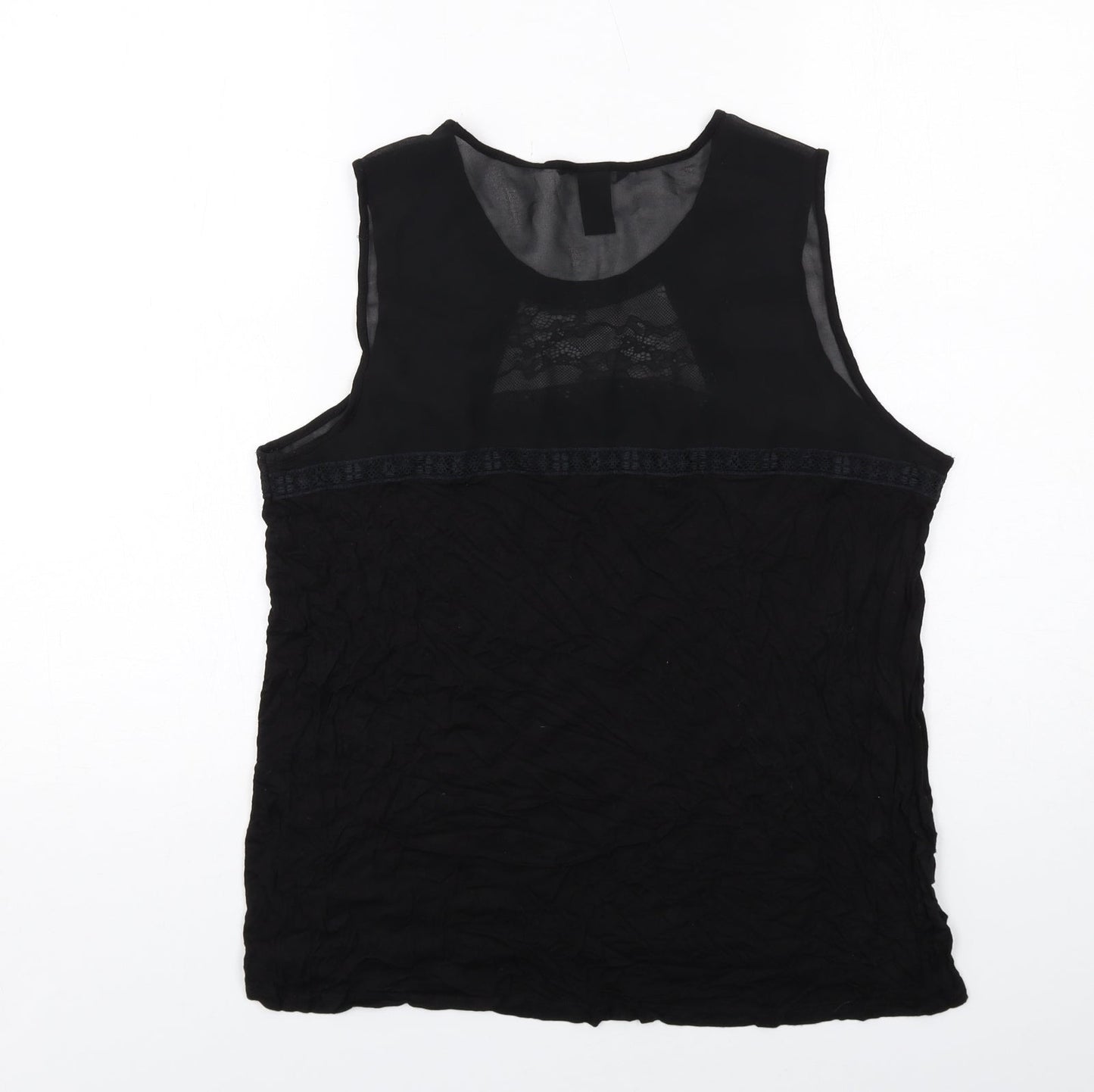H&M Womens Black Polyester Basic Tank Size L Round Neck