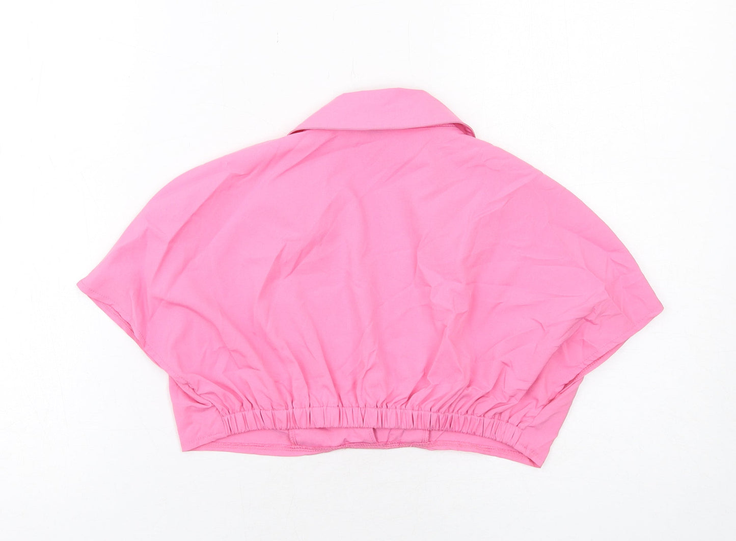 Missy Empire Womens Pink Polyester Cropped Blouse Size 10 Collared