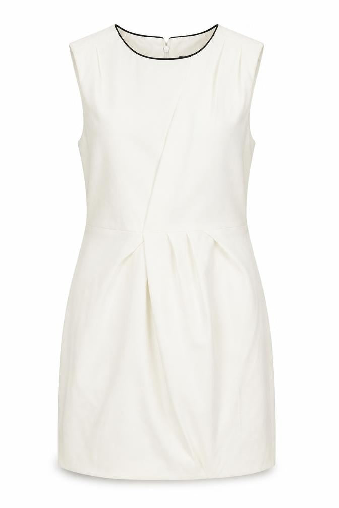 Topshop Womens Beige Polyester Shift Size 12 Round Neck Zip