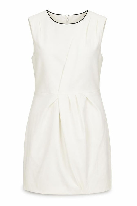 Topshop Womens Beige Polyester Shift Size 12 Round Neck Zip