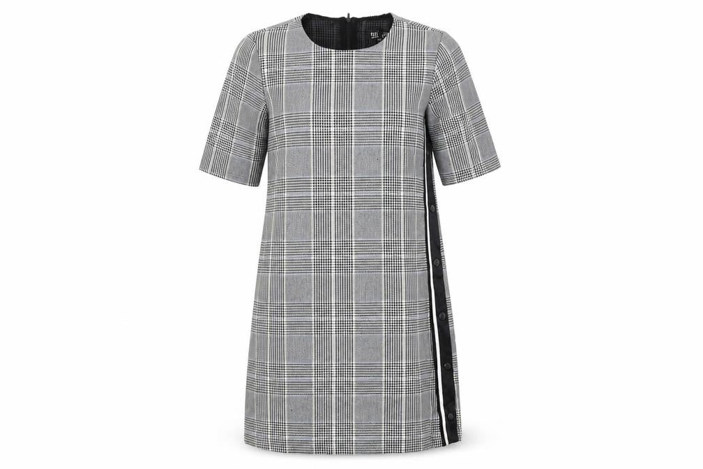 Zara Womens Grey Plaid Polyester Shift Size M Round Neck Zip