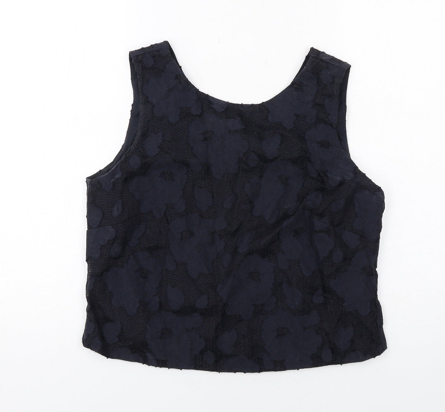 Marks and Spencer Womens Blue Geometric Cotton Basic Tank Size 12 Round Neck