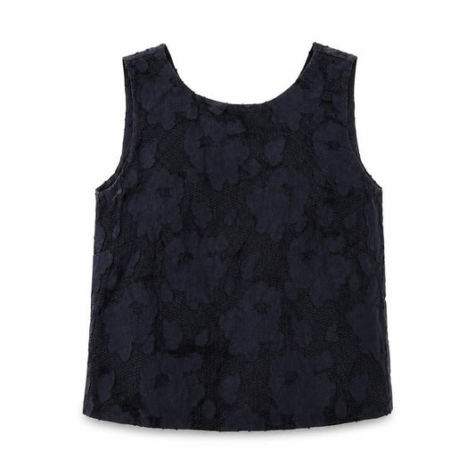 Marks and Spencer Womens Blue Geometric Cotton Basic Tank Size 12 Round Neck