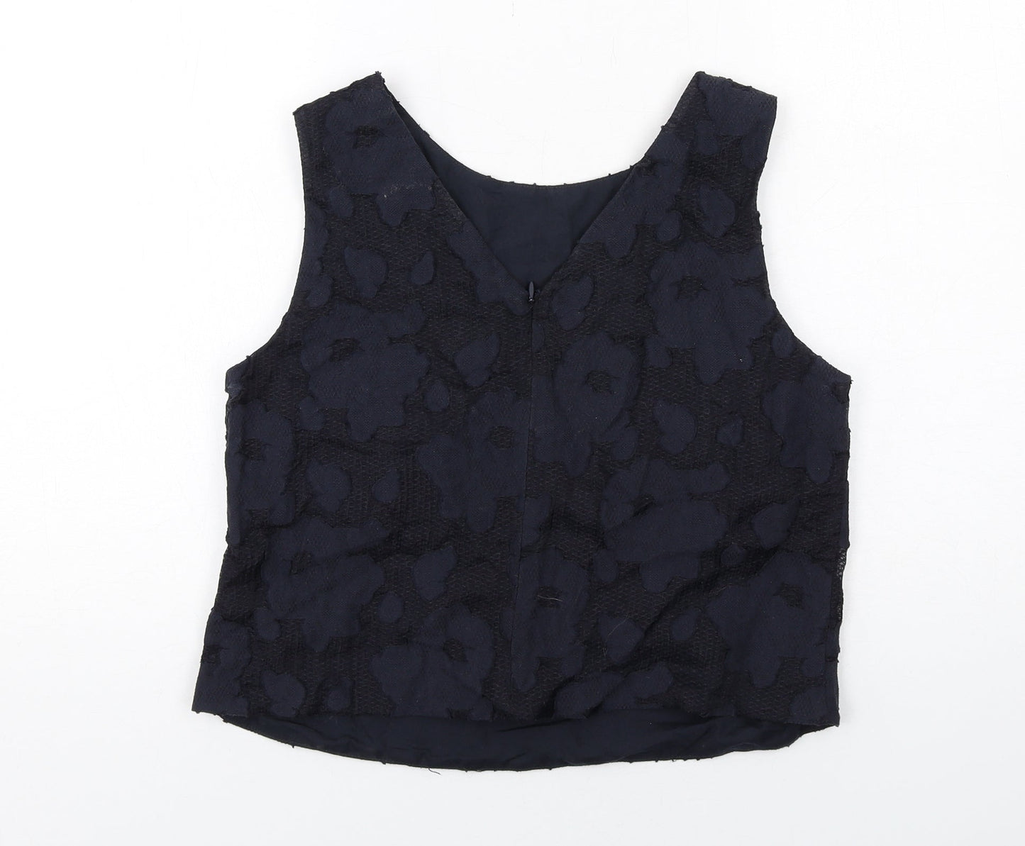 Marks and Spencer Womens Blue Geometric Cotton Basic Tank Size 12 Round Neck
