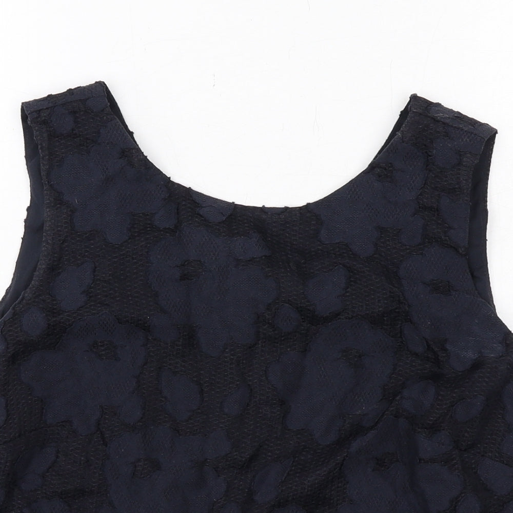 Marks and Spencer Womens Blue Geometric Cotton Basic Tank Size 12 Round Neck