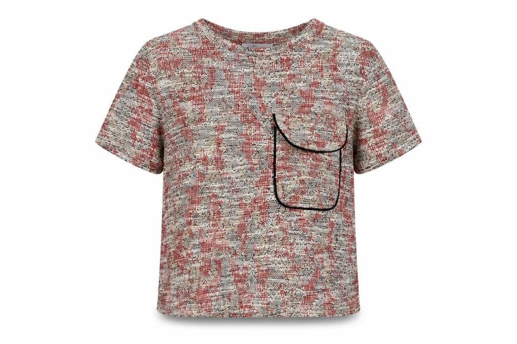 Zara Womens Multicoloured Geometric Polyester Basic T-Shirt Size S Round Neck