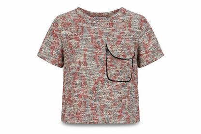 Zara Womens Multicoloured Geometric Polyester Basic T-Shirt Size S Round Neck