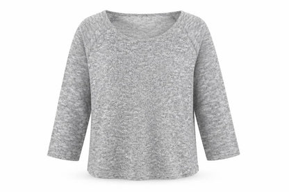 Oasis Womens Grey Geometric Polyester Basic Blouse Size L Round Neck