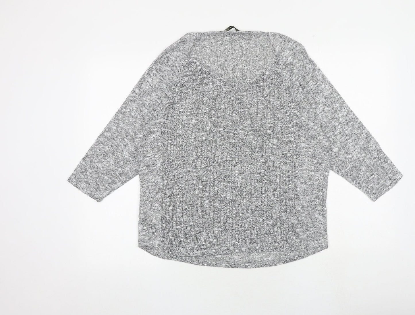 Oasis Womens Grey Geometric Polyester Basic Blouse Size L Round Neck