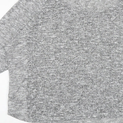 Oasis Womens Grey Geometric Polyester Basic Blouse Size L Round Neck