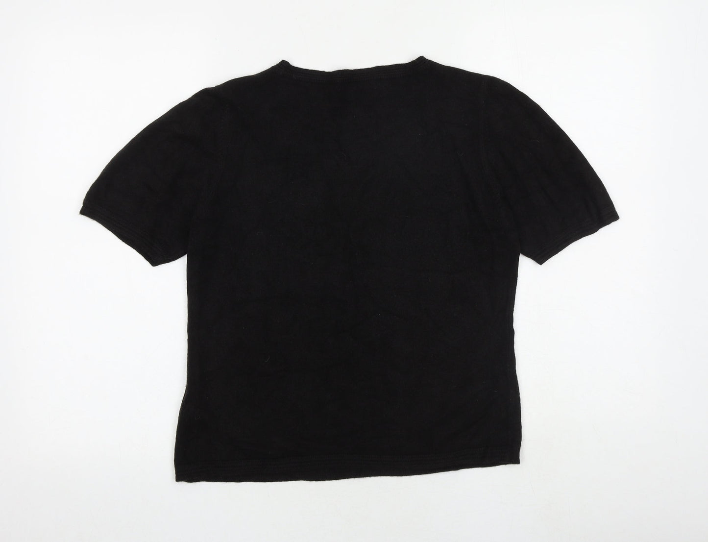 Classic Womens Black Round Neck Acrylic Pullover Jumper Size 12